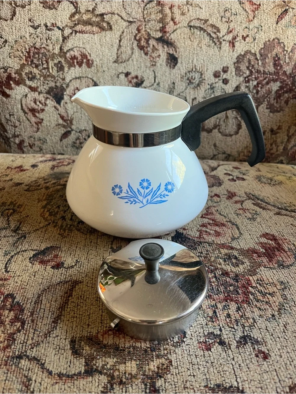 Corning Ware Coffee Percolator with Blue Cornflower Pattern